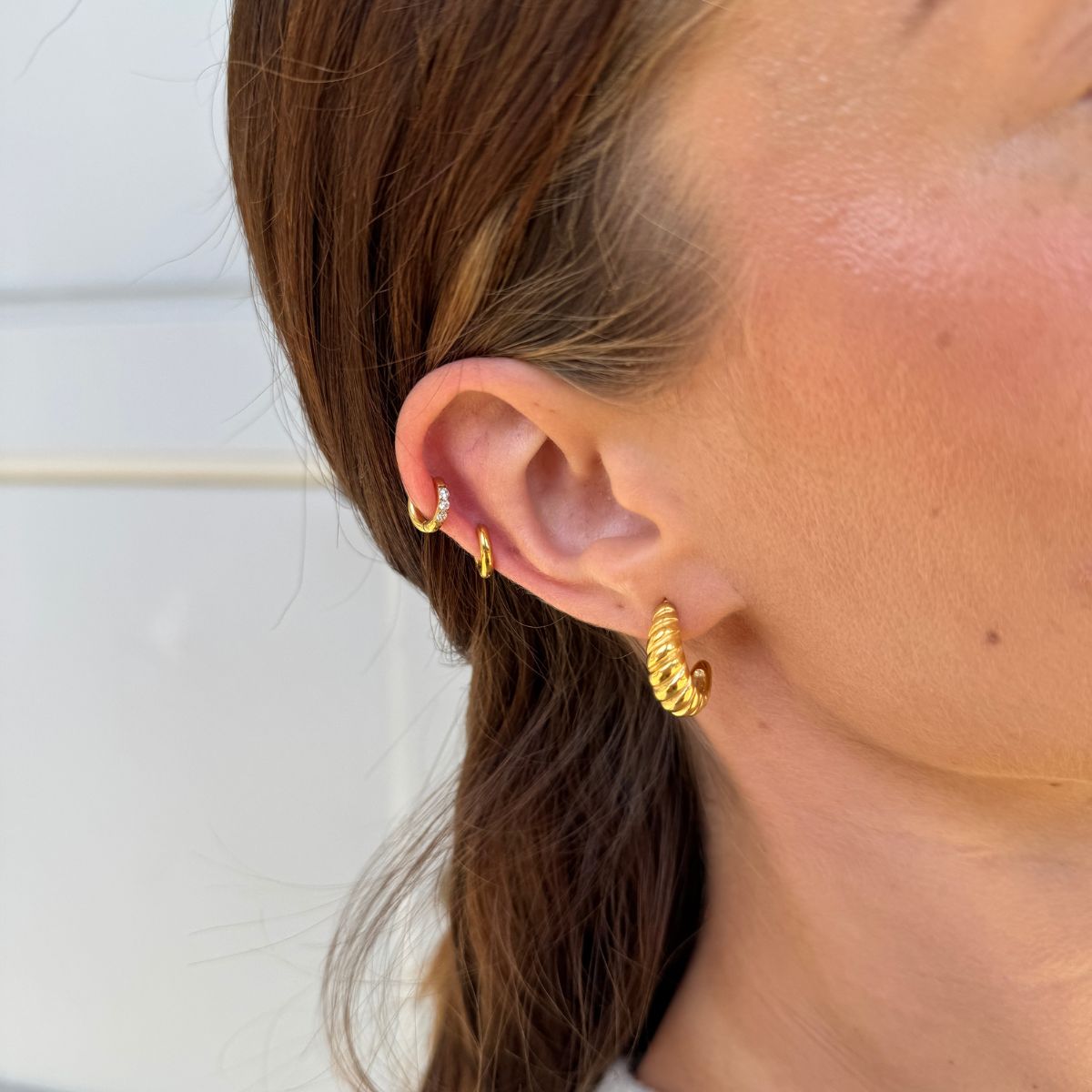 Classic Krystal Creoler 18K Guldbelagt Helix 8mm