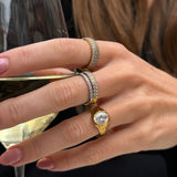 Krystal Band Ring 18K Guldbelagt 6mm
