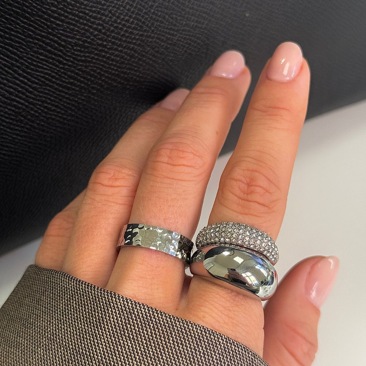 Hamret Band Ring Sølvfarvet 6mm