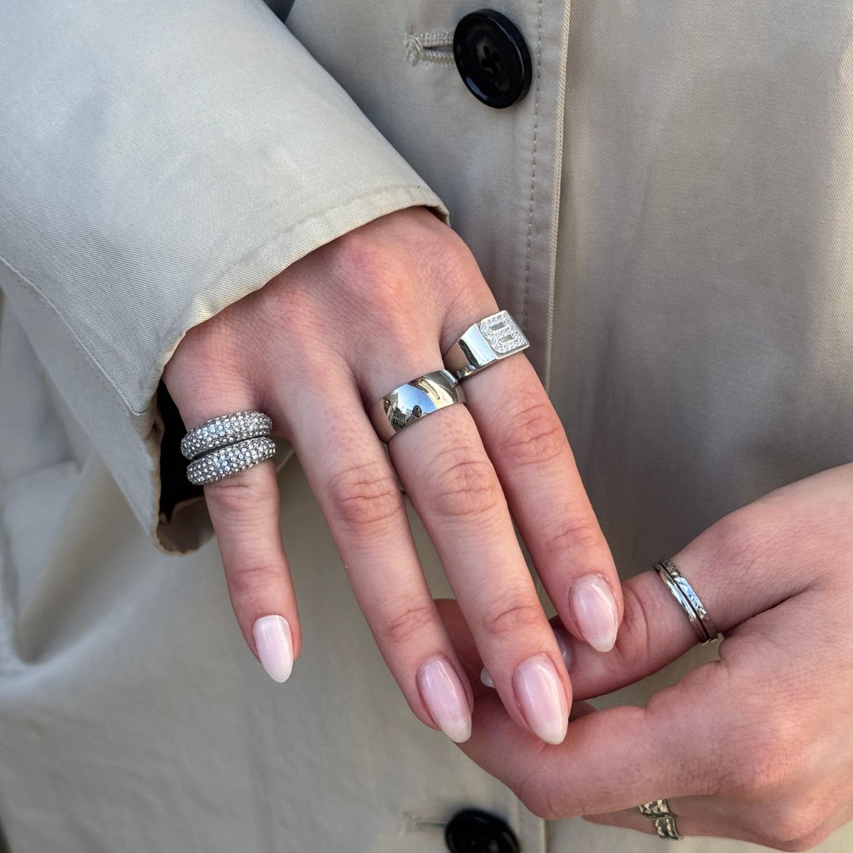 Classic Dome Pavé Krystal Ring Sølvfarvet