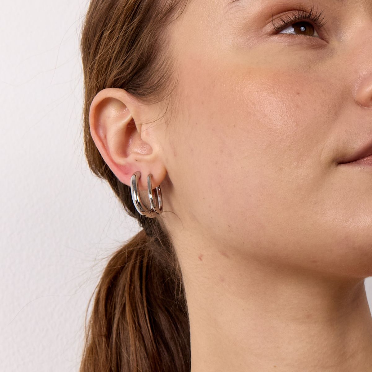 Ovale Hoops Sølvfarvet 20mm Stor