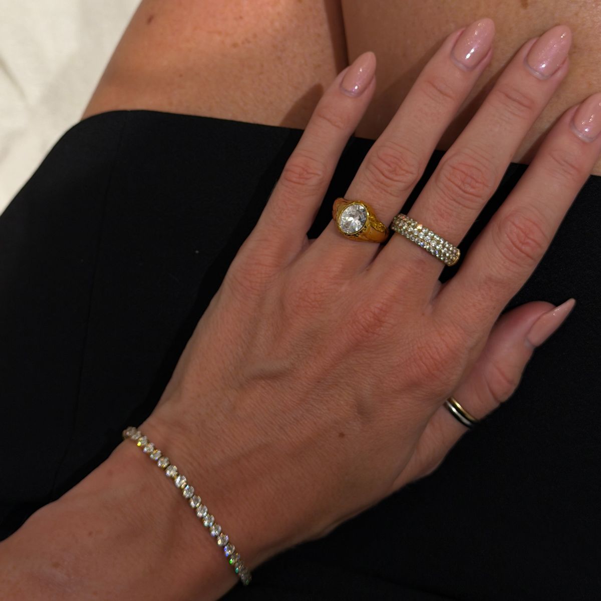 Oval Organic Krystal Ring 18K Guldbelagt