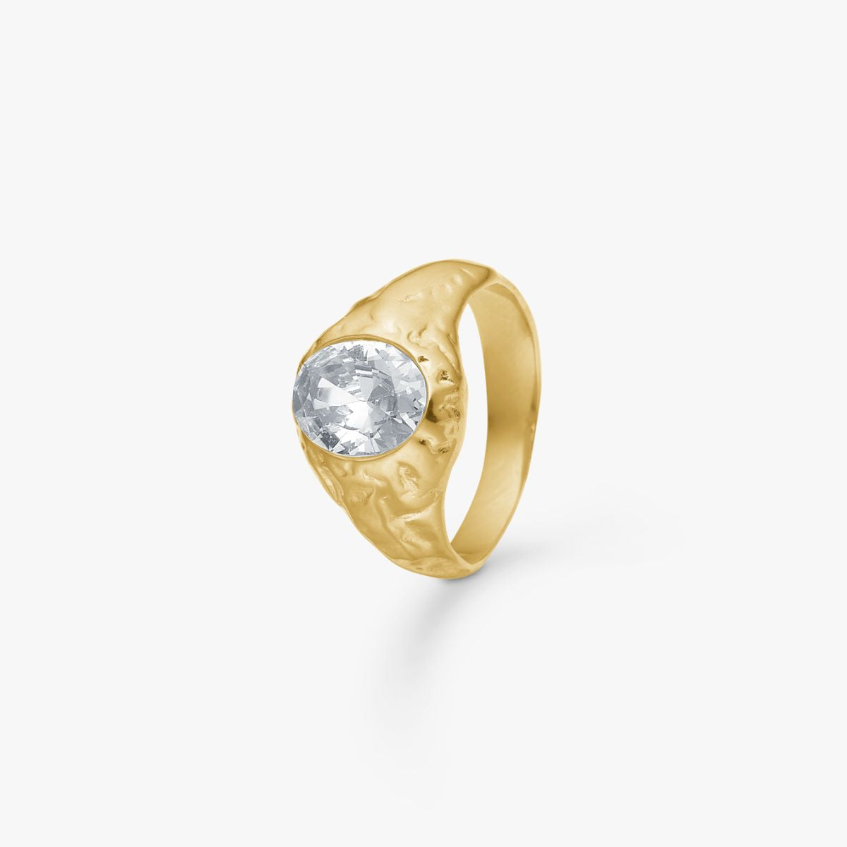 Oval Organic Krystal Ring 18K Guldbelagt