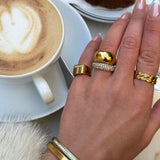 Krystal Bogstav Firkantet Signet Ring 18K Guldbelagt