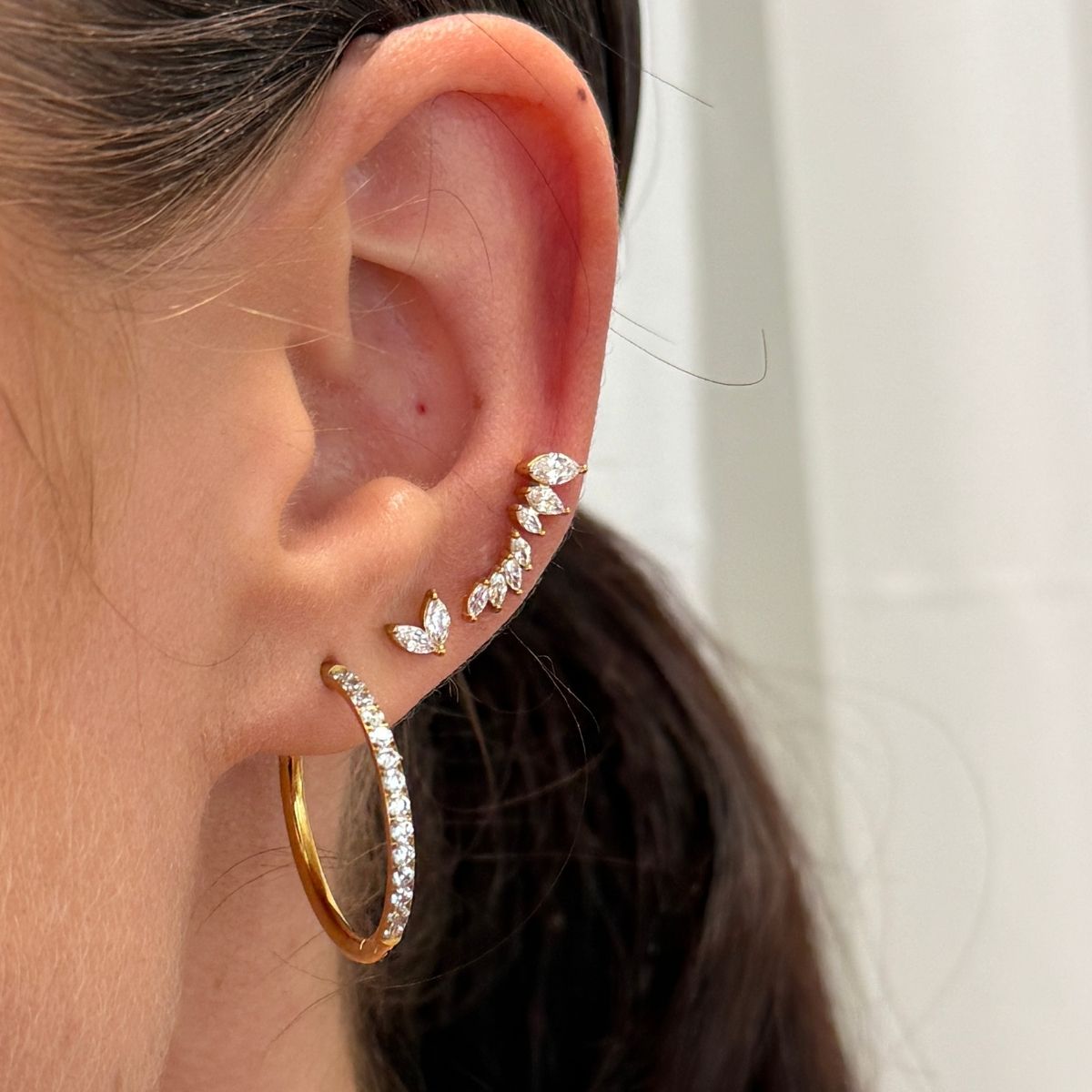 Trinity Krystal Stud Øreringe 18K Guldbelagt