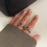 Firkantet Krystal Signet Ring Sølvfarvet