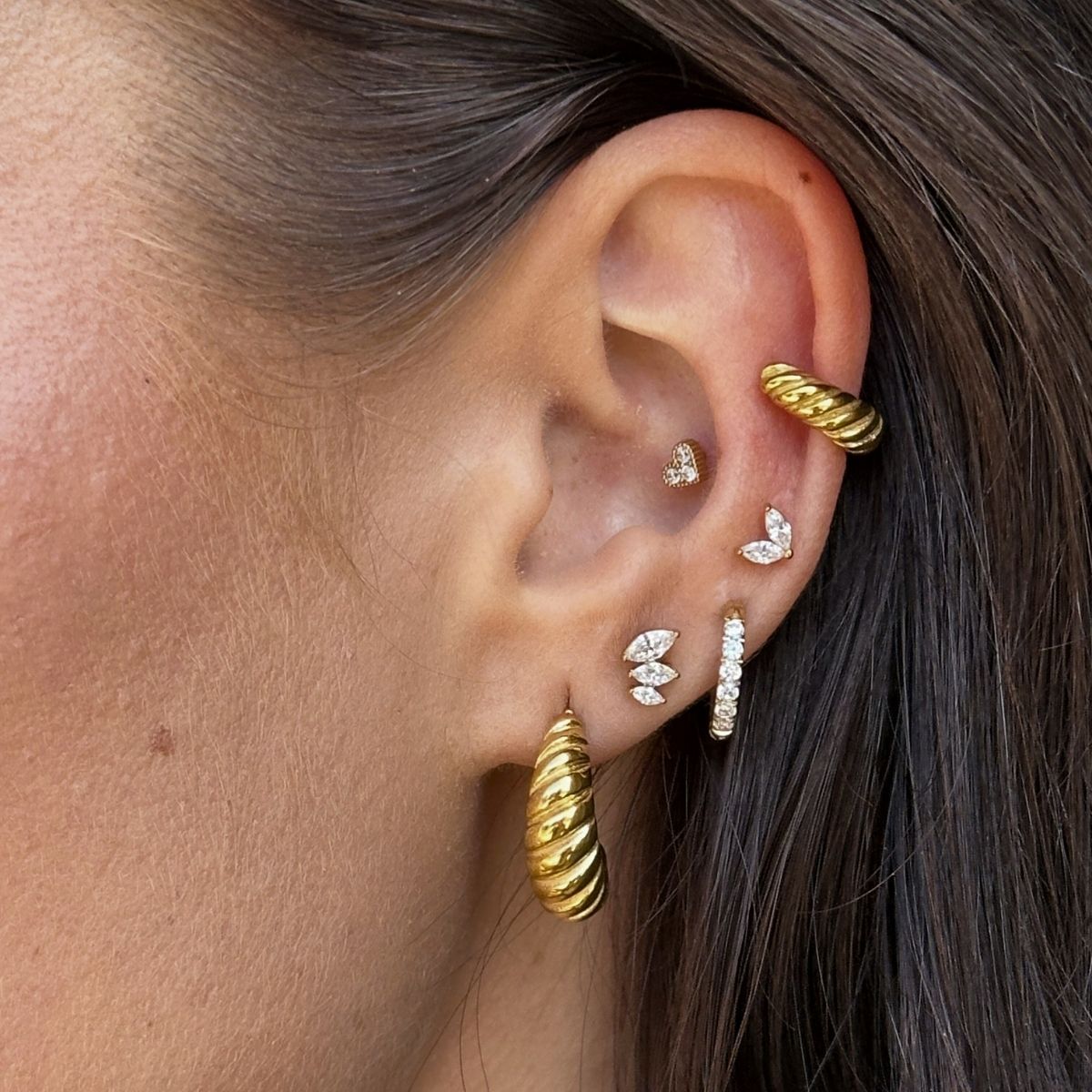 Trinity Krystal Stud Øreringe 18K Guldbelagt
