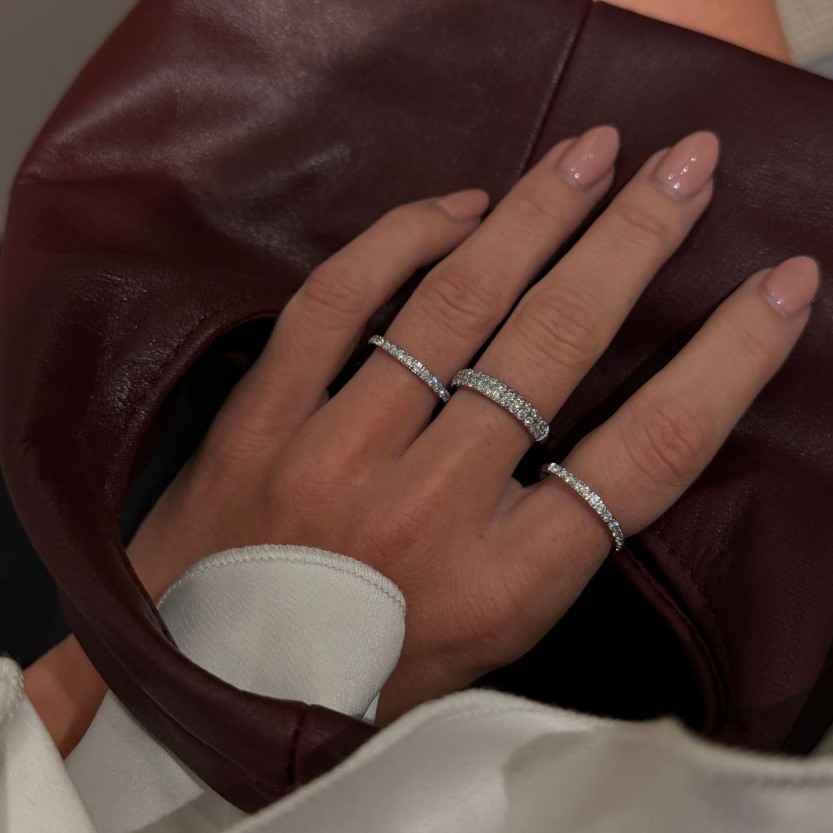 Krystal Band Ring Sølvfarvet 4mm