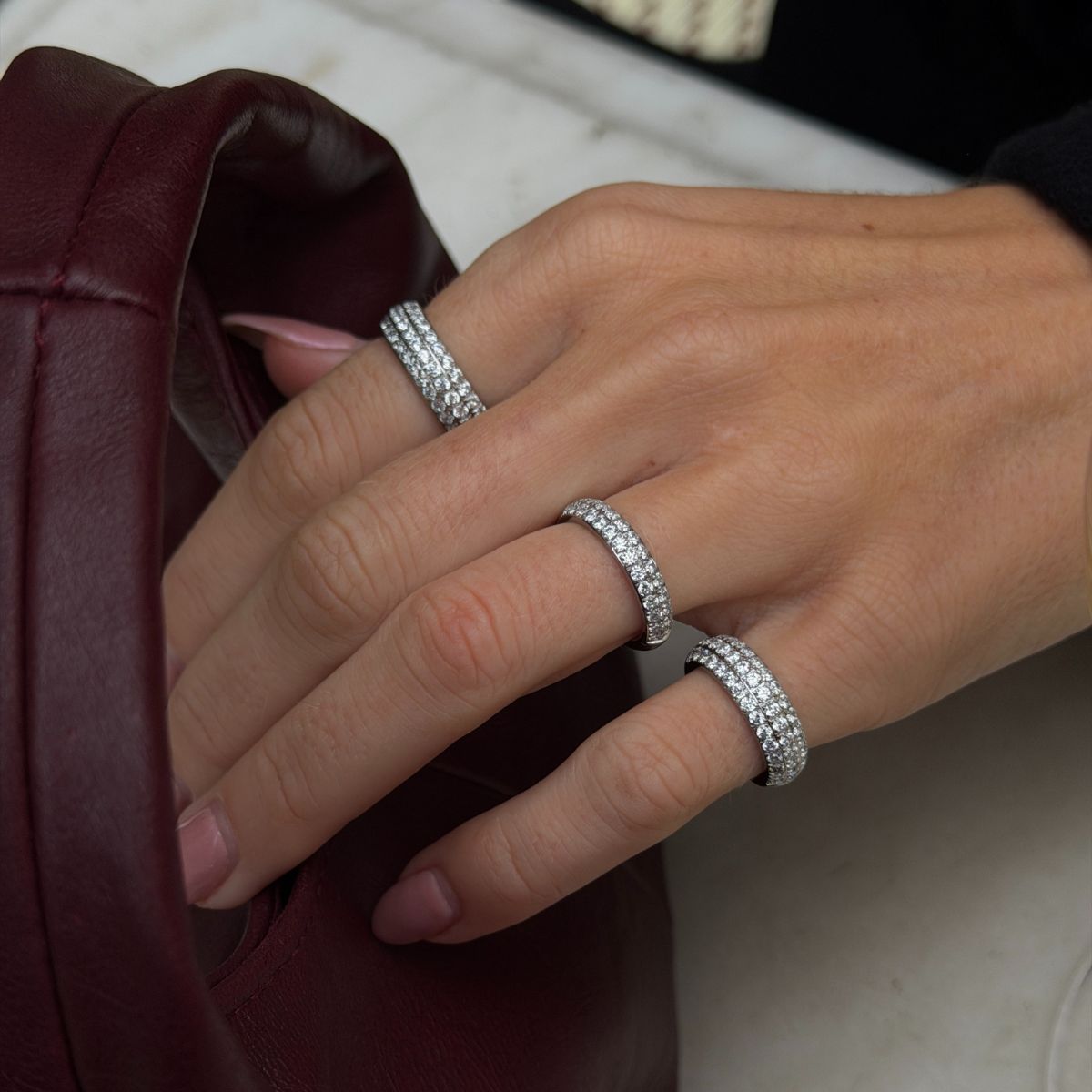 Krystal Band Ring Sølvfarvet 6mm