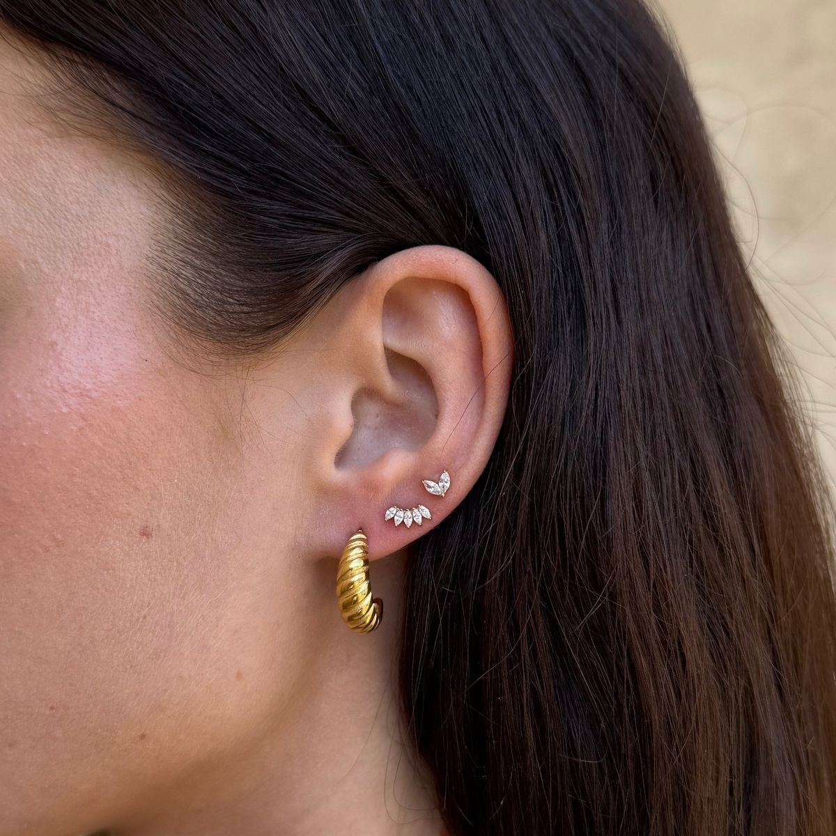 Sparkle Krystal Stud Øreringe 18K Guldbelagt
