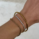 Oval Dome Bangle Lille 18K Guldbelagt