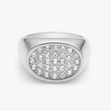 Oval Pavé Krystal Signet Ring Sølvfarvet