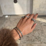 Hamret Bangle Sølvfarvet 5mm