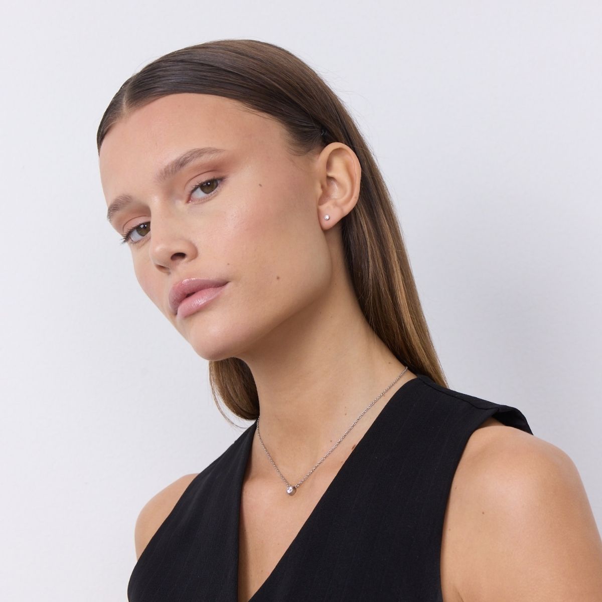 Classic Krystal Stud Øreringe Sølvfarvet 2mm/3mm