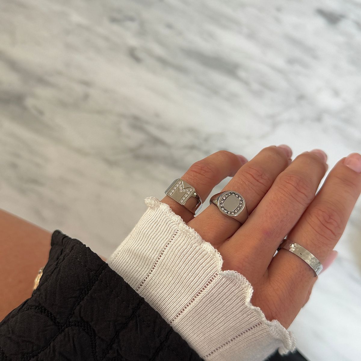 Hamret Band Ring Sølvfarvet 4mm
