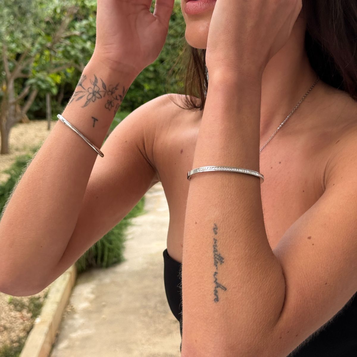 Krystal Bangle Sølvfarvet 4mm