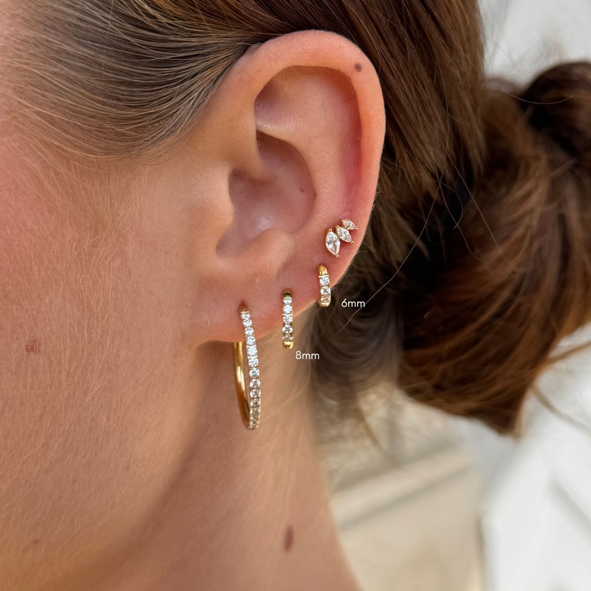 Classic Krystal Creoler 18K Guldbelagt Helix 8mm