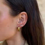 Row Krystal Stud Øreringe 18K Guldbelagt