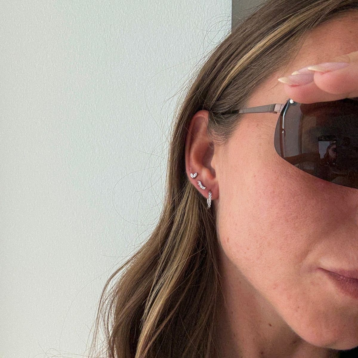 Sparkle Krystal Stud Øreringe Sølvfarvet