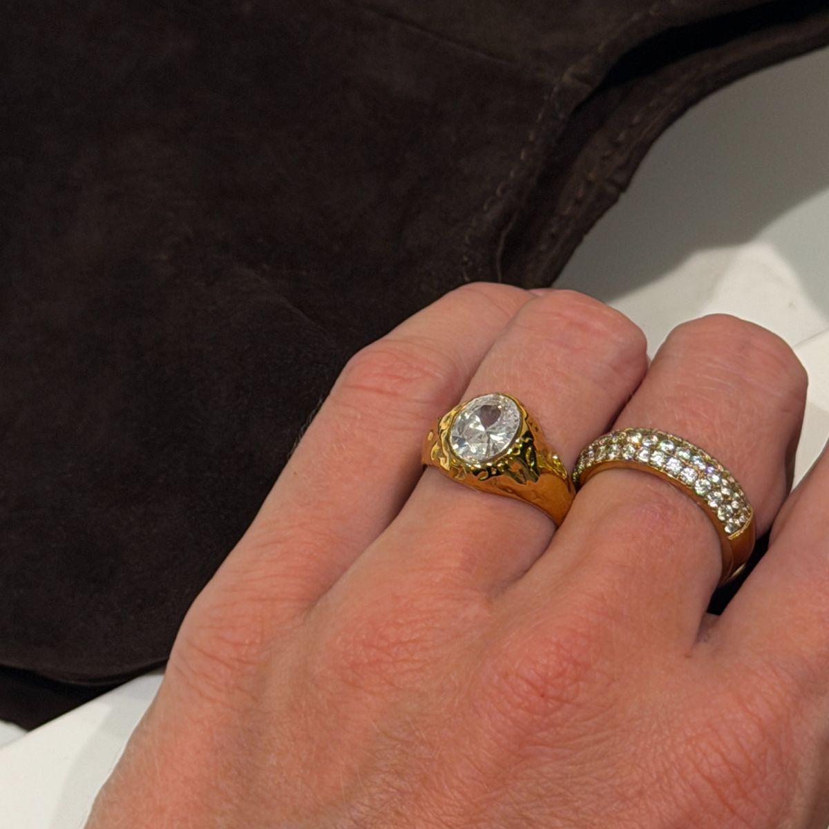 Oval Organic Krystal Ring 18K Guldbelagt