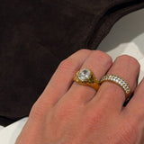 Oval Organic Krystal Ring 18K Guldbelagt