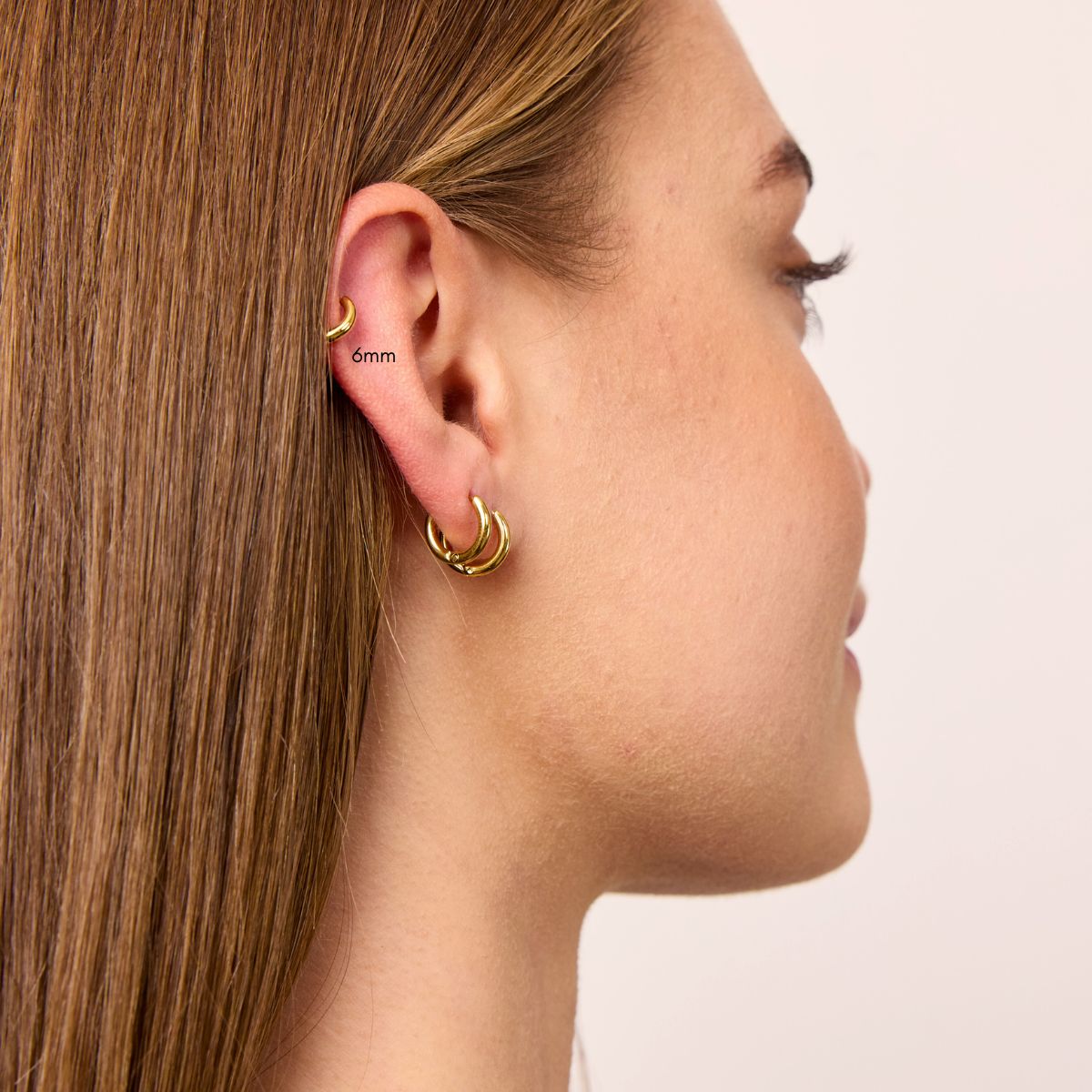 Classic Creoler 18K Guldbelagt Helix 8mm nederst