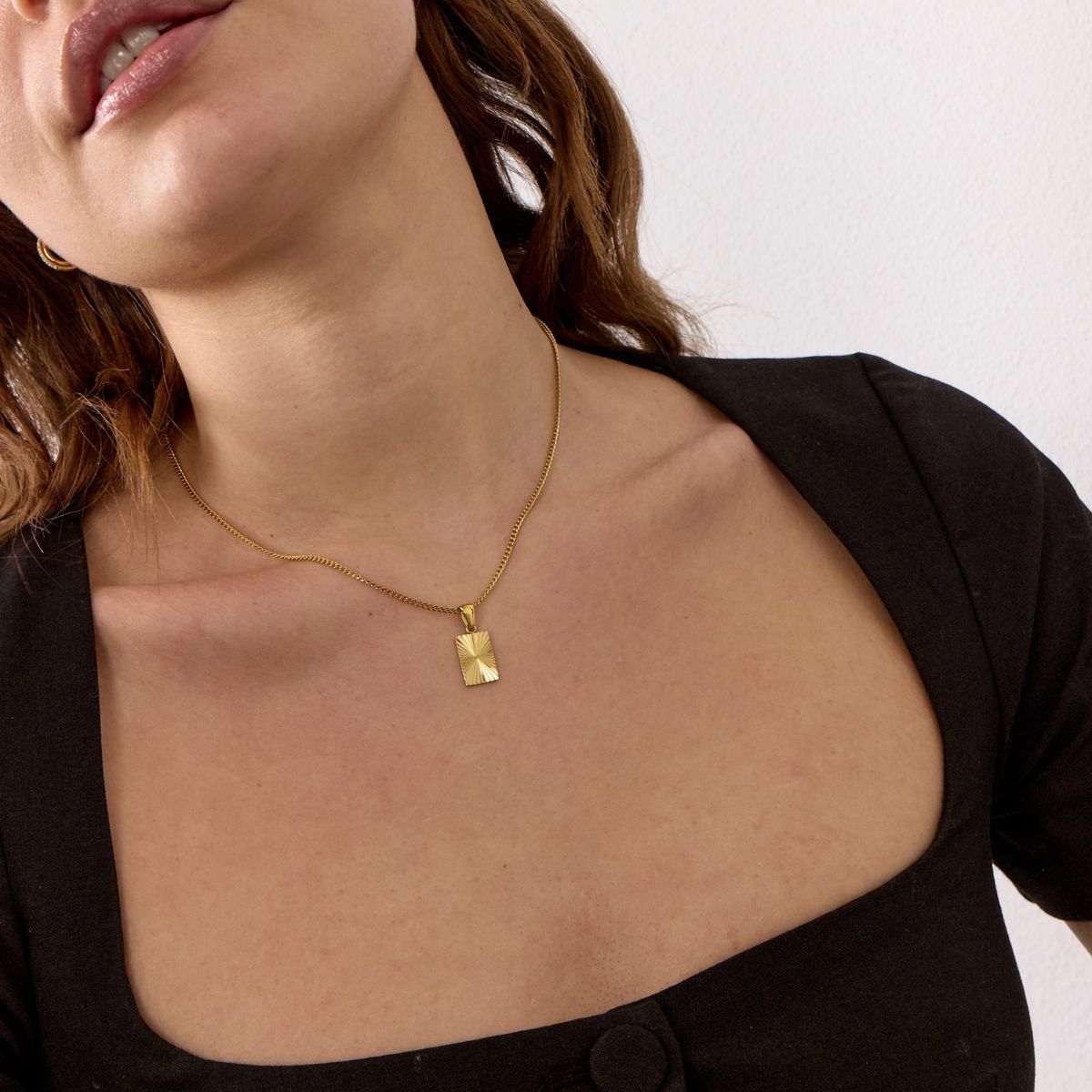 Sun Kiss Halskæde 18K Guldbelagt Firkantet Lille Camilla Krøyer Jewellery