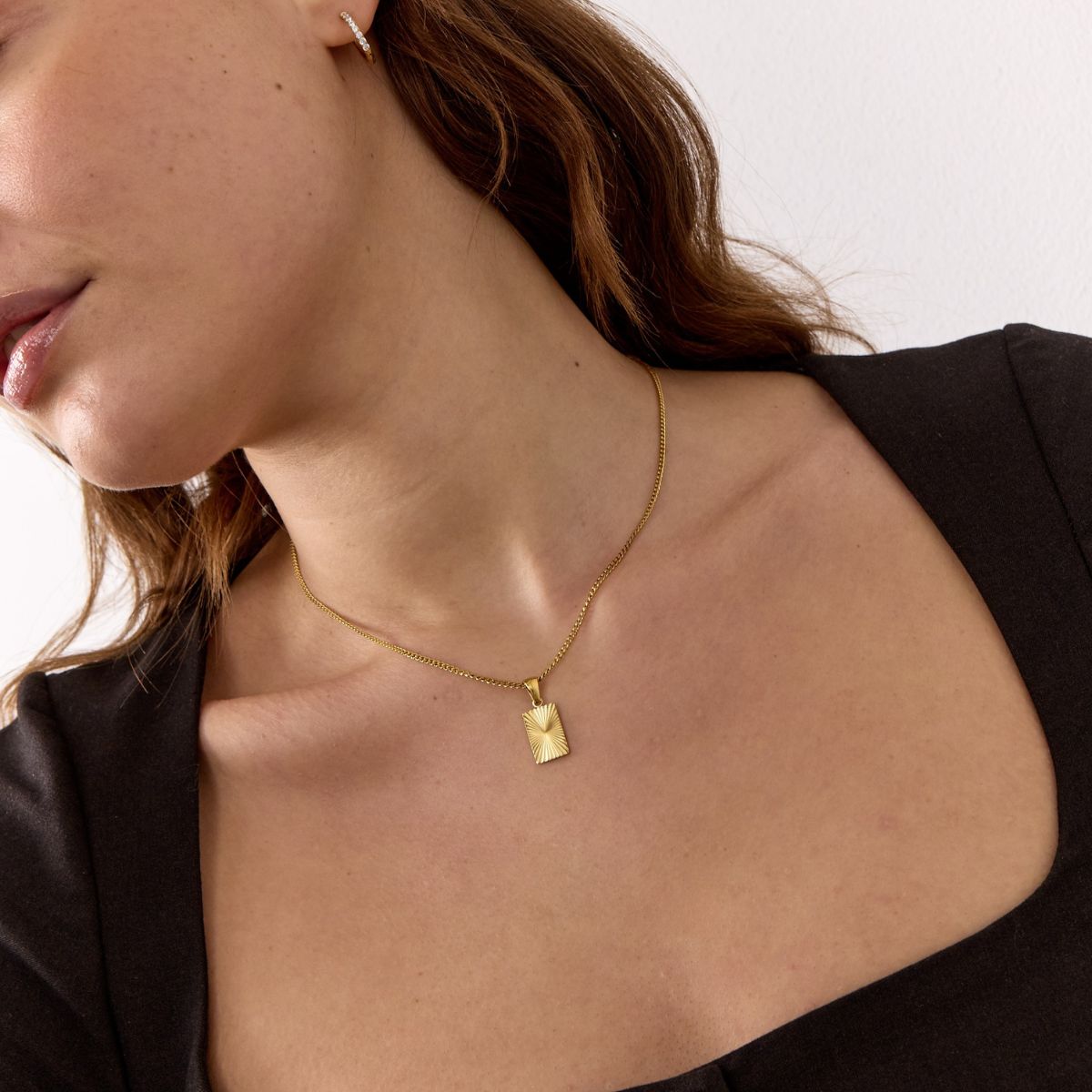 Sun Kiss Halskæde 18K Guldbelagt Firkantet Lille Camilla Krøyer Jewellery