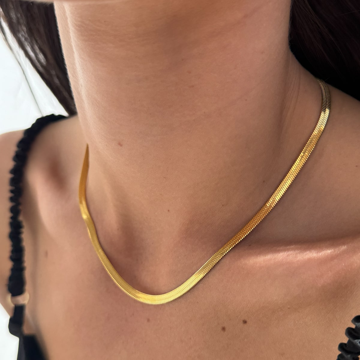 Flad Slangekæde 18K Guldbelagt 4mm Camilla Kroeyer Jewellery 02