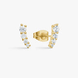 Row Krystal Stud Øreringe 18K Guldbelagt