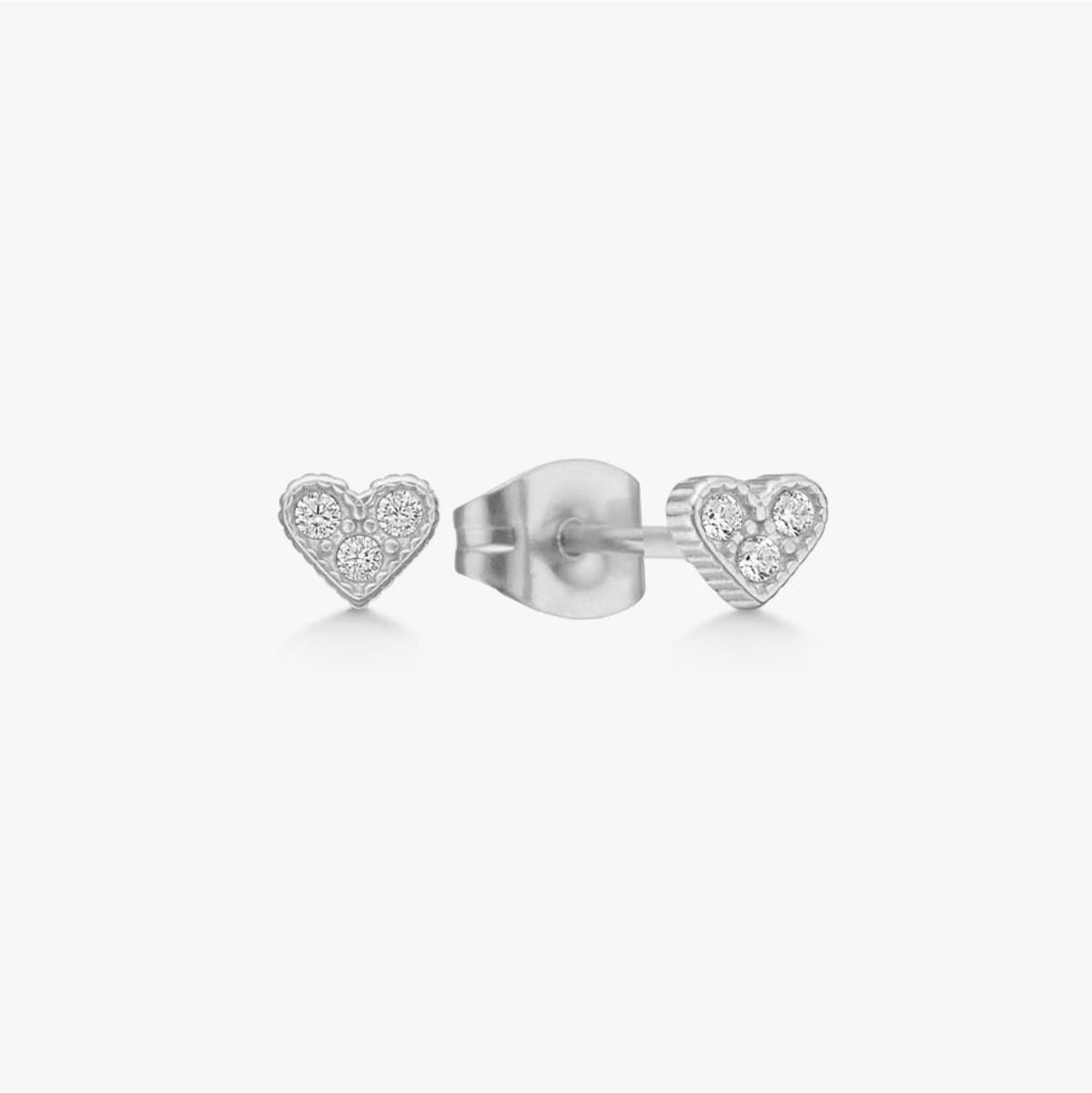 Heart Krystal Stud Øreringe Sølvfarvet