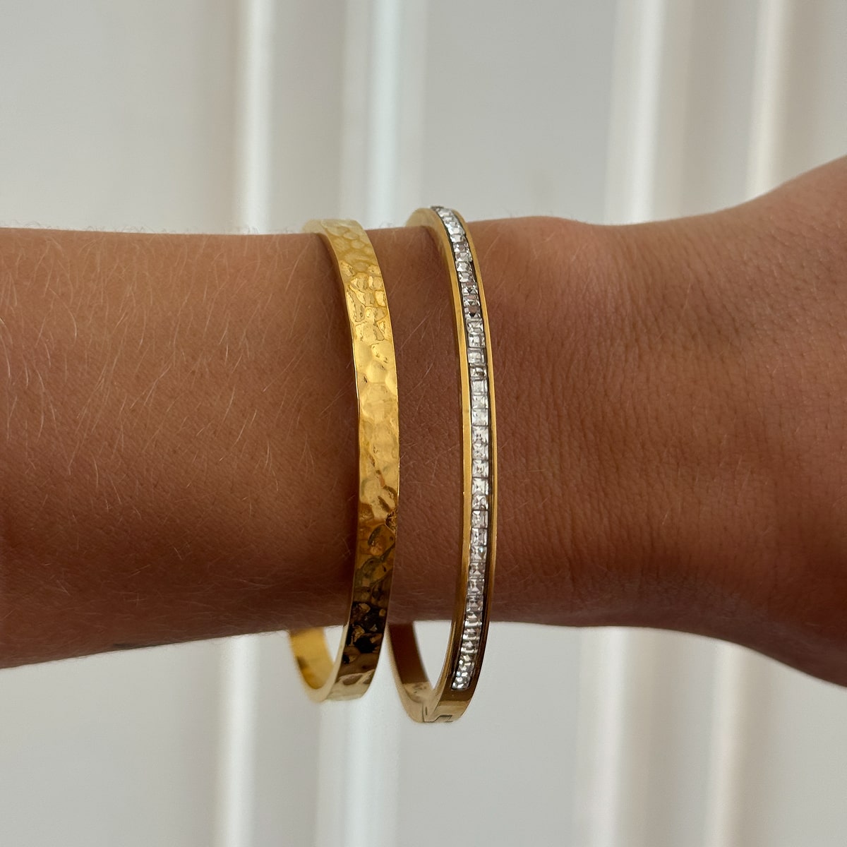 Hamret Bangle 18K Guldbelagt 5mm