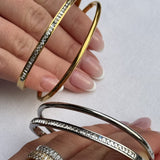 Oval Dome Bangle Lille Sølvfarvet