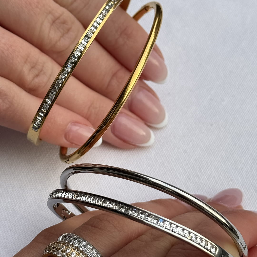 Oval Dome Bangle Lille 18K Guldbelagt