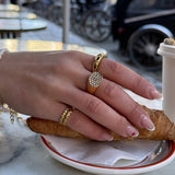 Oval Pavé Krystal Signet Ring 18K Guldbelagt