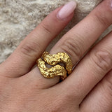 Scoria Wave Ring 18K Guldbelagt Stor