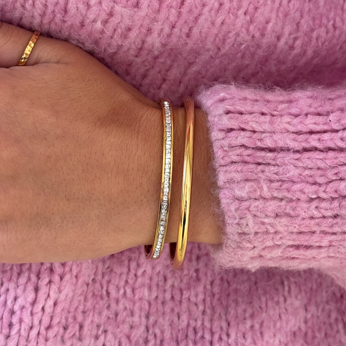 Oval Dome Bangle 18K Guldbelagt