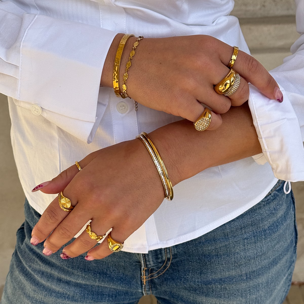 Krystal Bangle 18K Guldbelagt 4mm