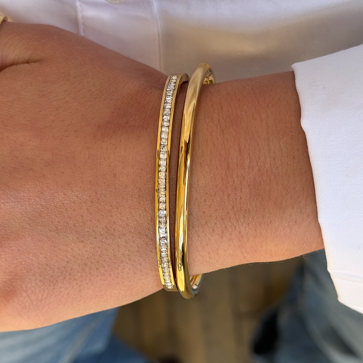 Oval Dome Bangle 18K Guldbelagt
