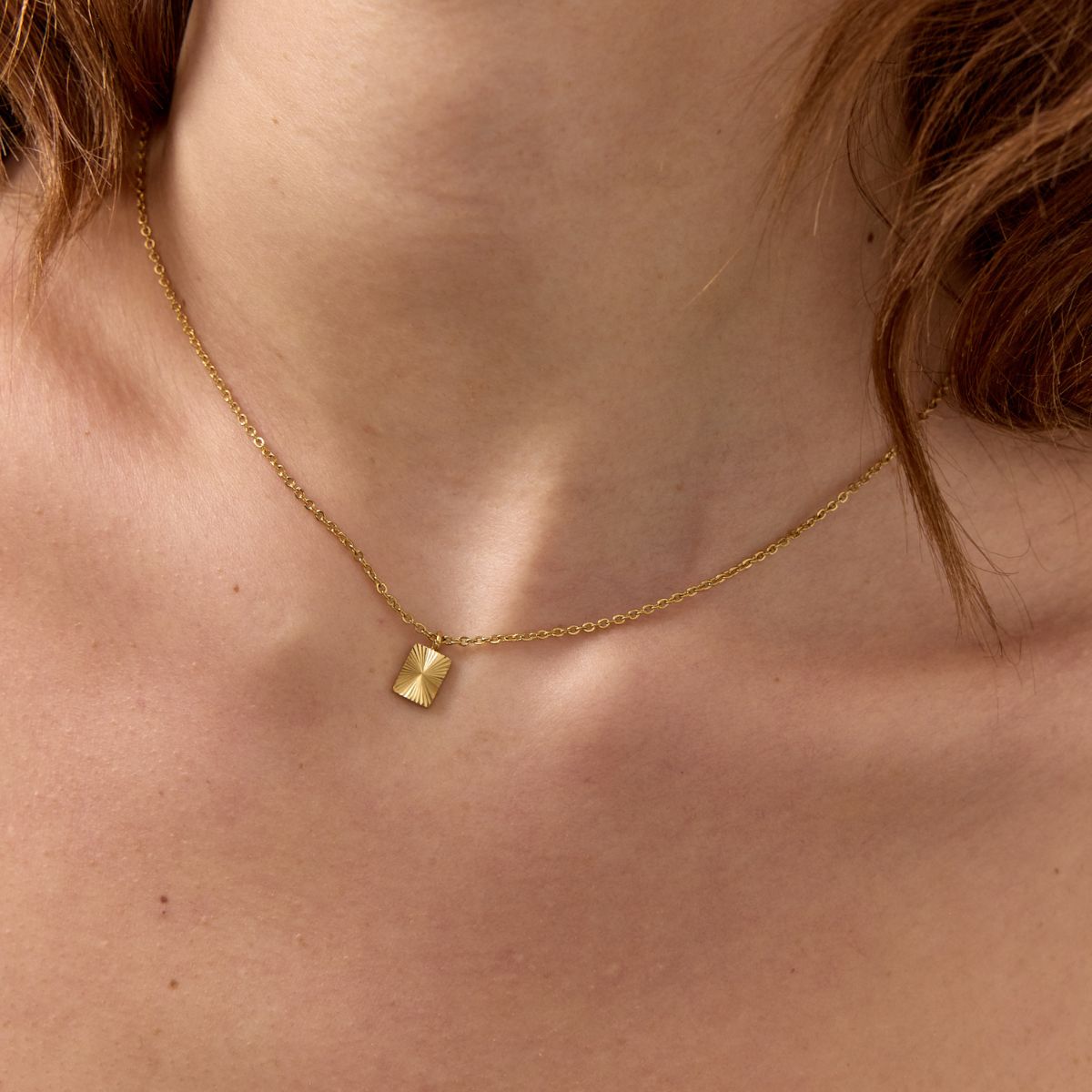 Sun Kiss Halskæde 18K Guldbelagt Firkantet Mini Camilla Krøyer Jewellery