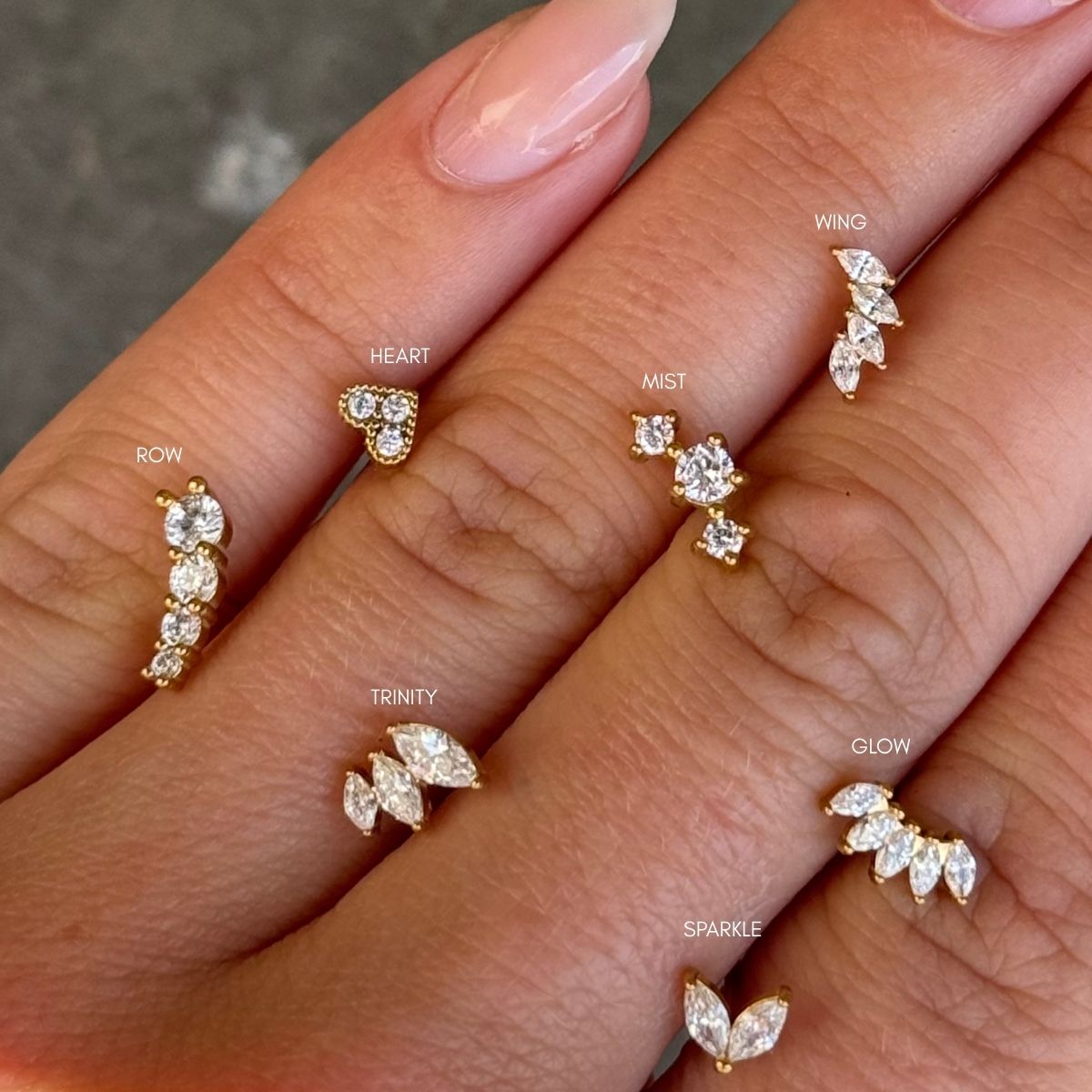 Glow Krystal Stud Øreringe 18K Guldbelagt