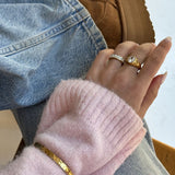 Oval Organic Krystal Ring 18K Guldbelagt