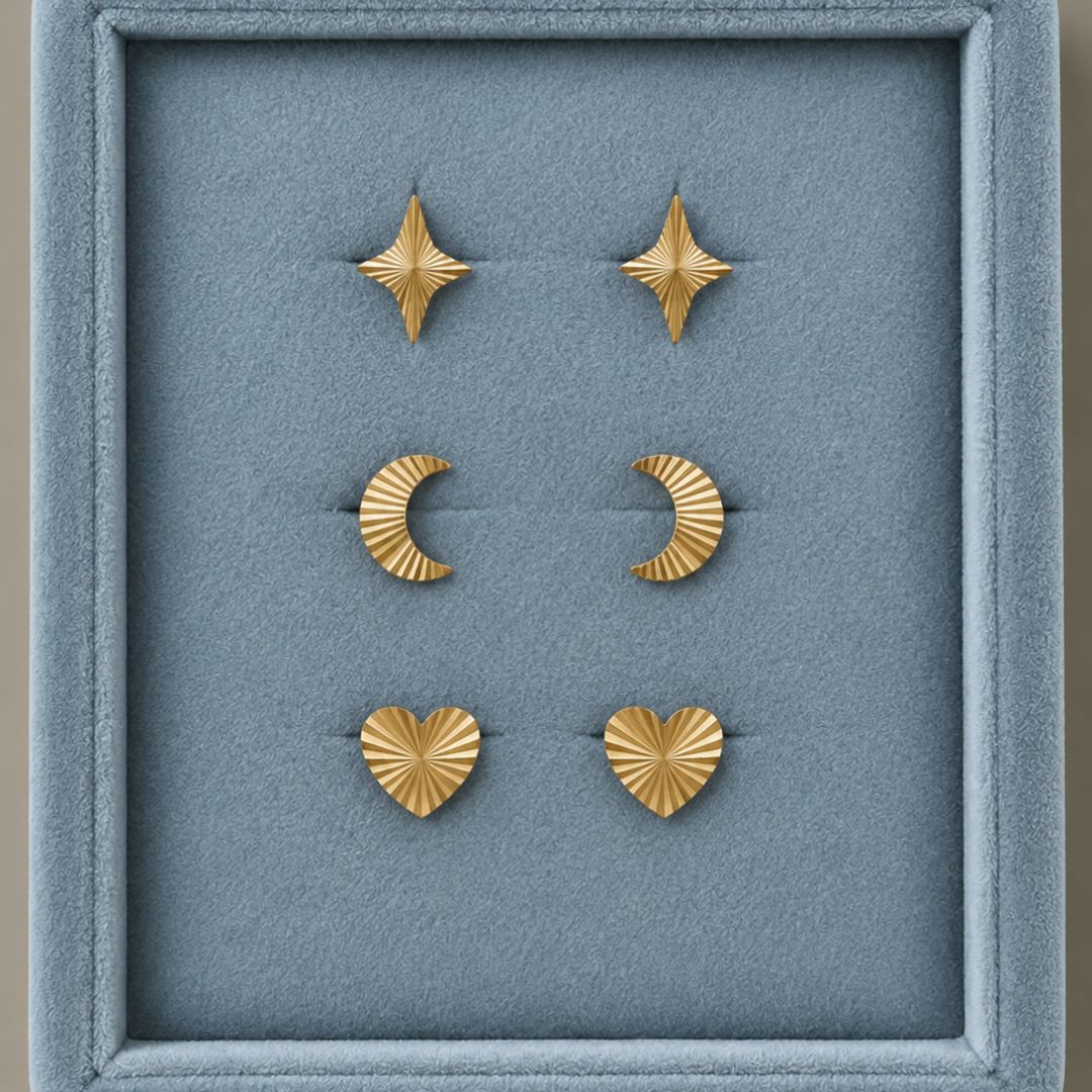 Sun Kiss Heart Stud Øreringe 18K Guldbelagt