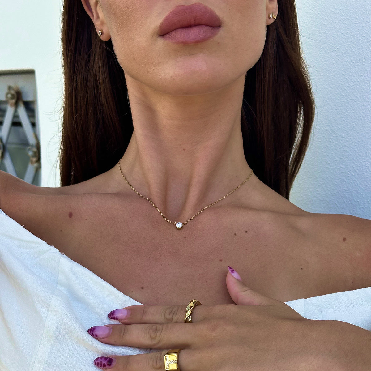 Floating krystal halskaede 18k guldbelagt Camilla Kroeyer Jewellery