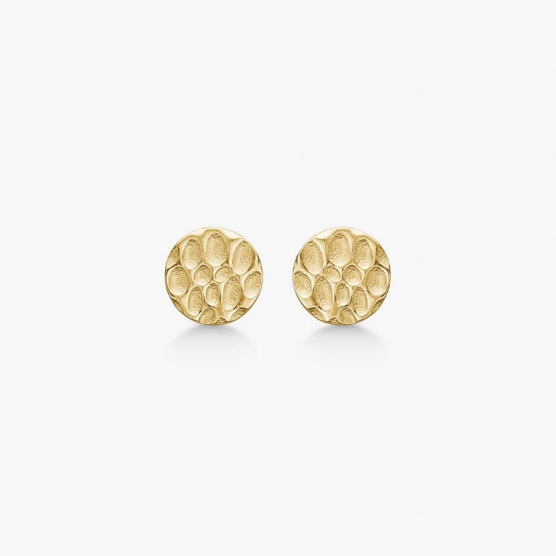 Hamret Stud Øreringe 18K Guldbelagt Rund Camilla Krøyer Jewellery