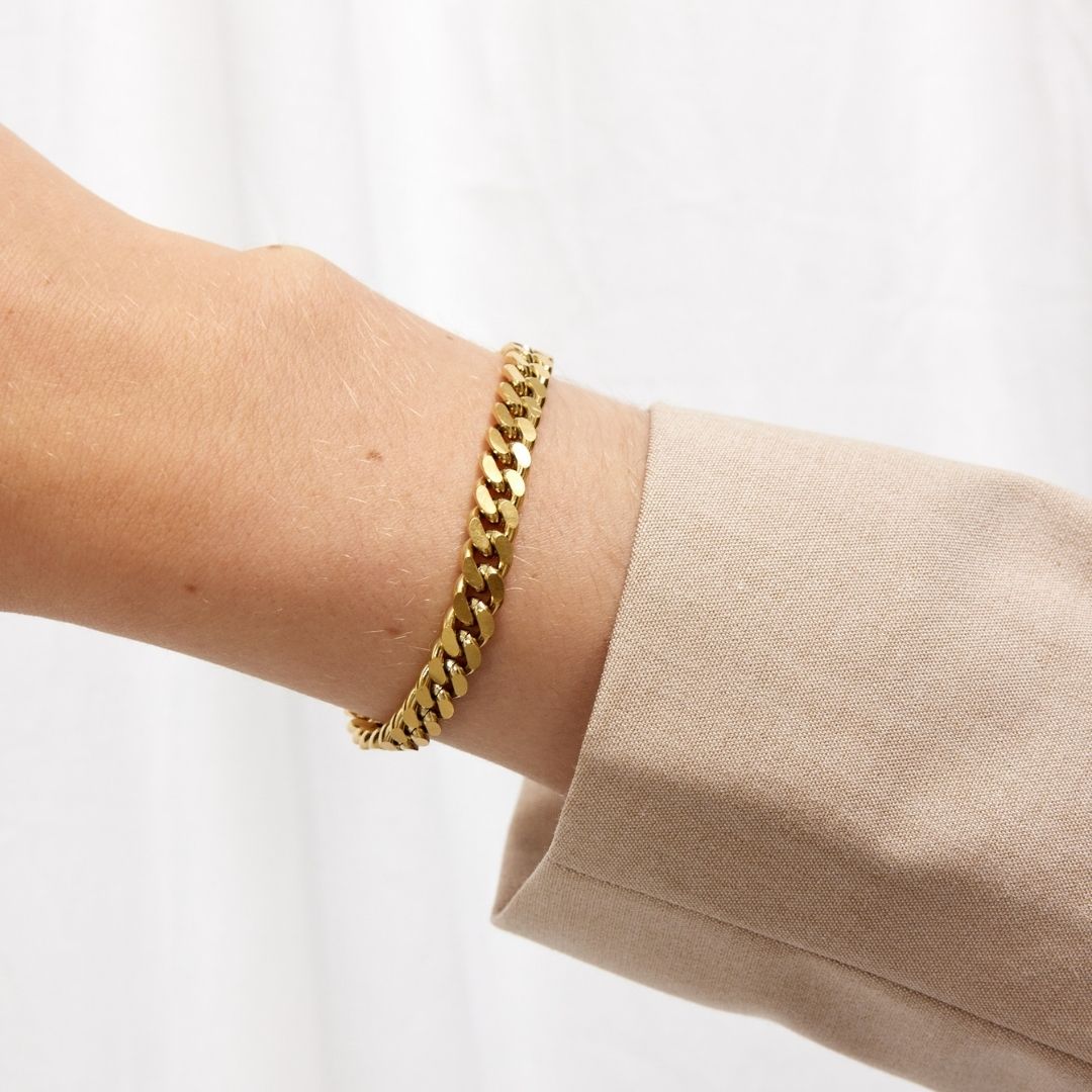 Camilla Krøyer Jewellery Panser Facet Armbånd 18K guldbelagt 7mm