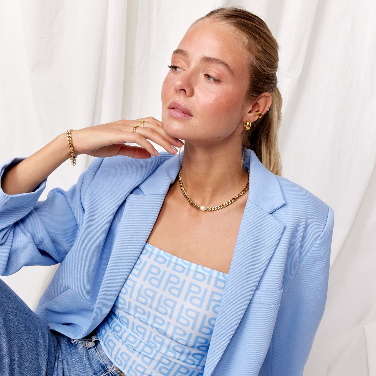Panser Facet Solo Perle Halskæde 18K Guldbelagt 7mm Camilla krøyer Jewellery