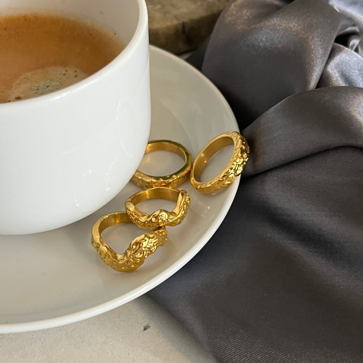 Camilla Krøyer Jewellery Scoria Wave Ring 18K Guldbelagt Lille