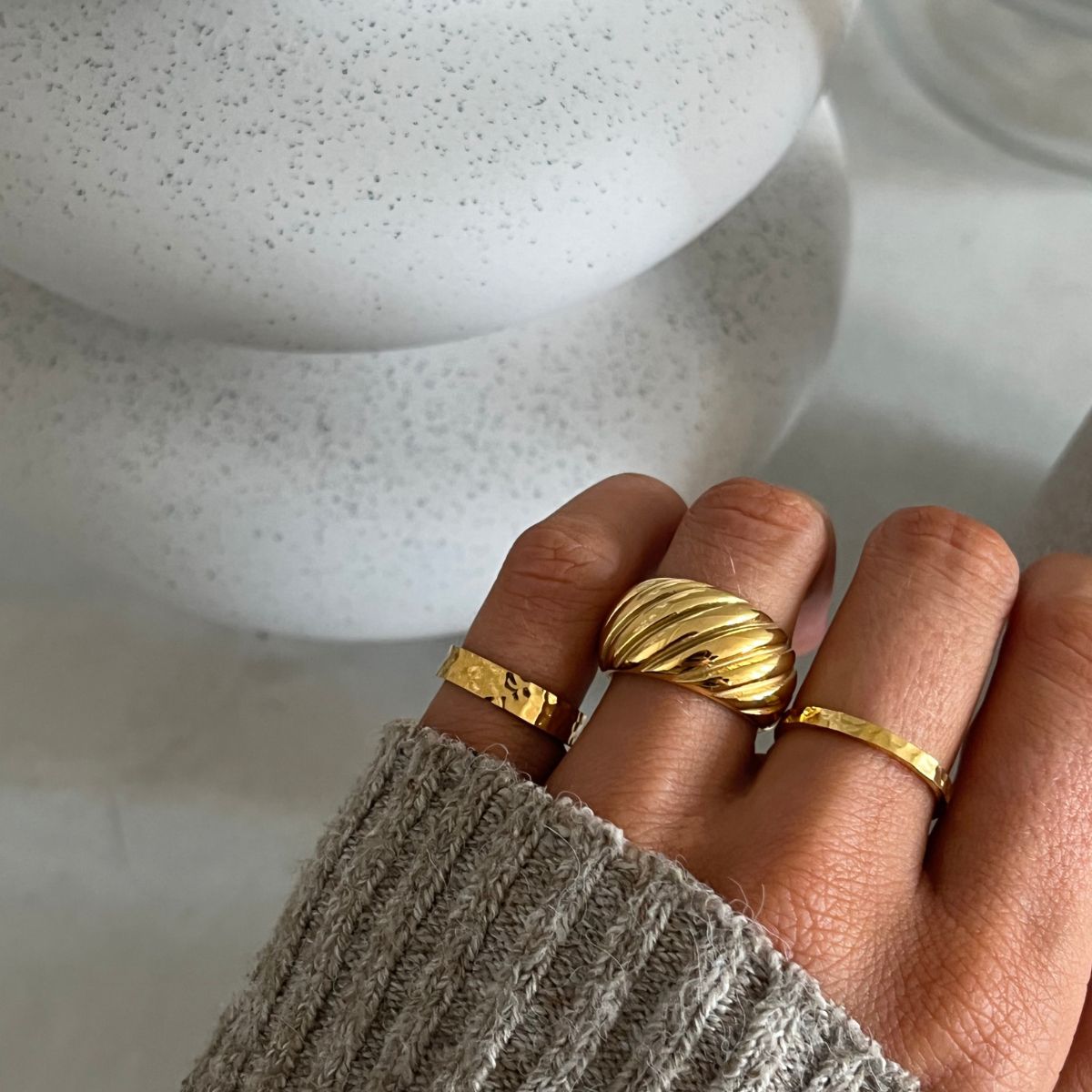 Camilla Krøyer Jewellery Hamret Band Ring 18K Guldbelagt 4mm