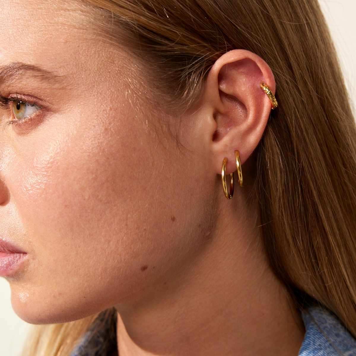 Camilla Krøyer Jewellery Classic Creoler 18K Guldbelagt 14mm med Scoria